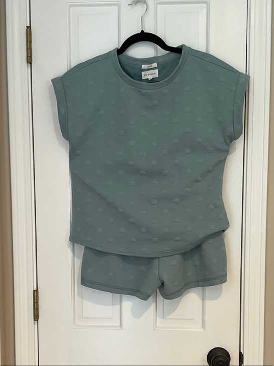 Blu Pepper Tops - Blu Pepper Sage Green Dot-Textured Short Sleeve Top